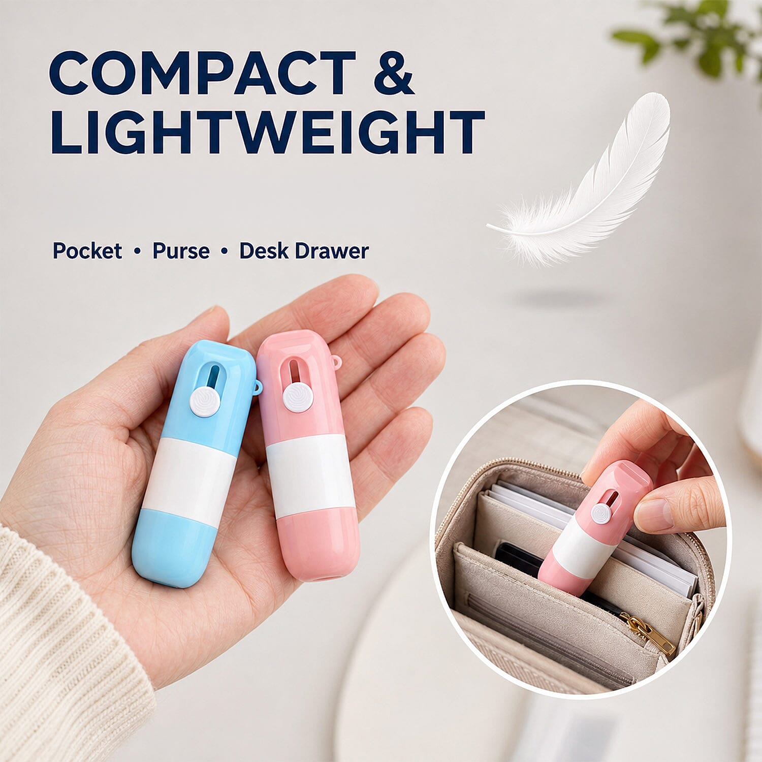 Livmore Pink and Blue Set of 2 2-in-1 Box Cutter & Thermal Paper Eraser with Extra Ink