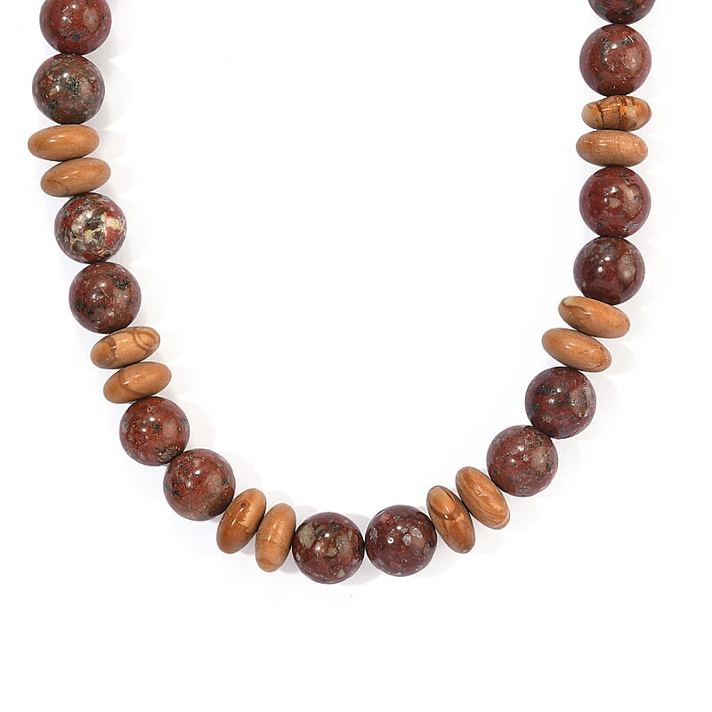 EverTrue Poppy and Camel Jasper 325.00 ctw Necklace in Platinum Bond 18-19 Inches