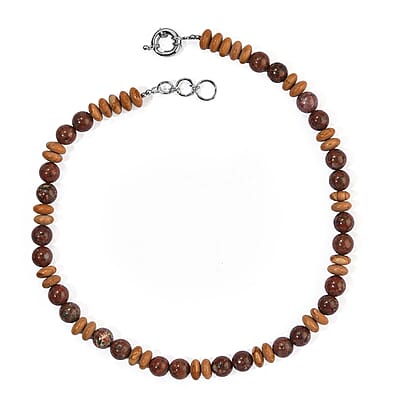 EverTrue Poppy and Camel Jasper 325.00 ctw Necklace in Platinum Bond 18-19 Inches