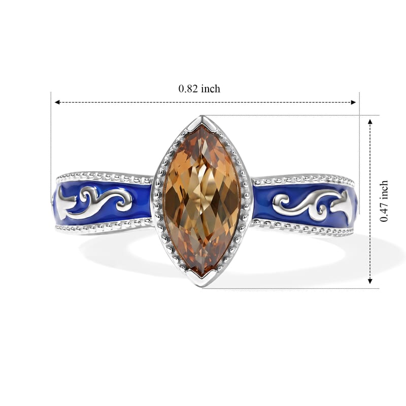 D'Joy Autumn Alexite 1.00 ctw Solitaire Ring in Rhodium Over Sterling Silver (Size 6.0)
