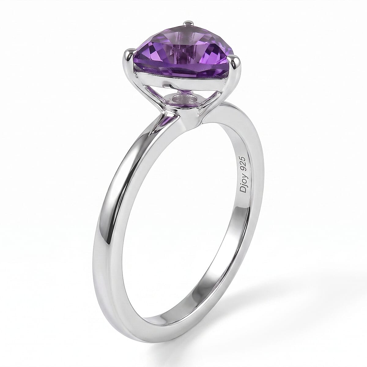 D'Joy Rose De France Amethyst 1.60 ctw Ring in Rhodium Over Sterling Silver (Size 8.0)