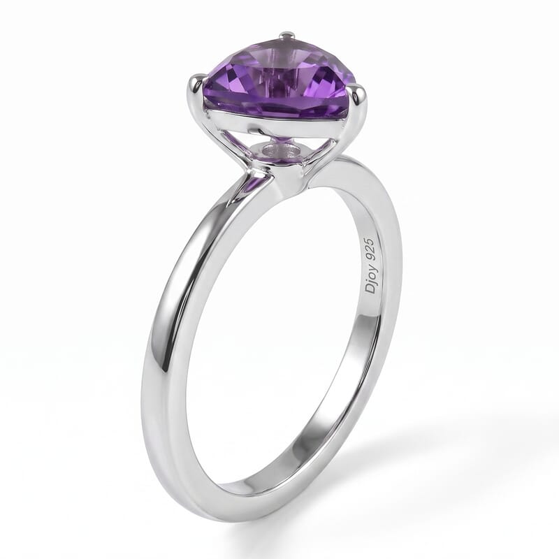 D'Joy Rose De France Amethyst 1.60 ctw Ring in Rhodium Over Sterling Silver (Size 8.0)