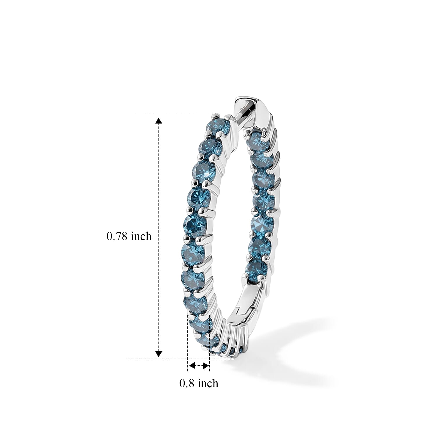 Luxuriant Lab Grown Blue Diamond (IR) SI 1.00 ctw Endless Radiance Hoop Earrings in Rhodium Over Sterling Silver