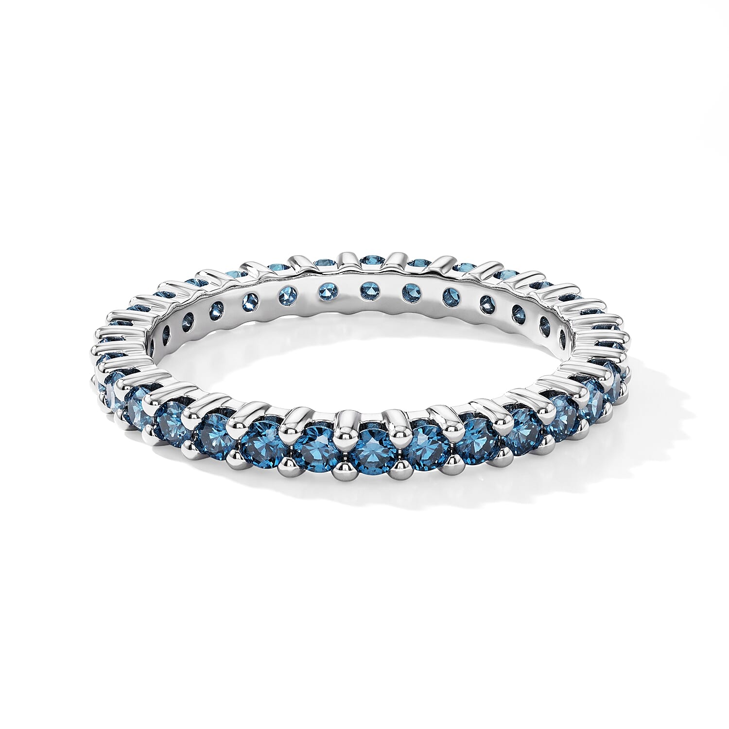 Luxuriant Lab Grown Blue Diamond (IR) SI 1.00 ctw Ring in Rhodium Over Sterling Silver (Size 10.0)