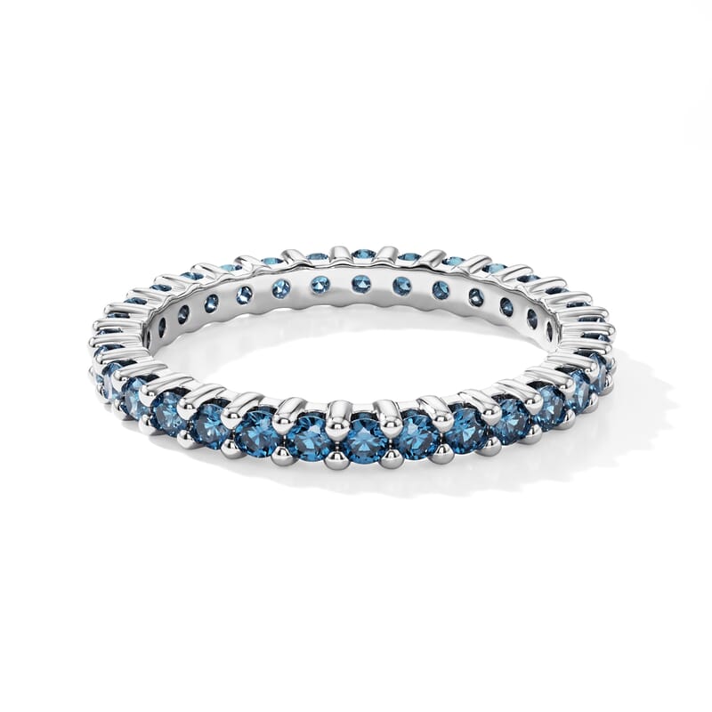Luxuriant Lab Grown Blue Diamond (IR) SI 1.00 ctw Endless Radiance Ring in Rhodium Over Sterling Silver (Size 6.0)