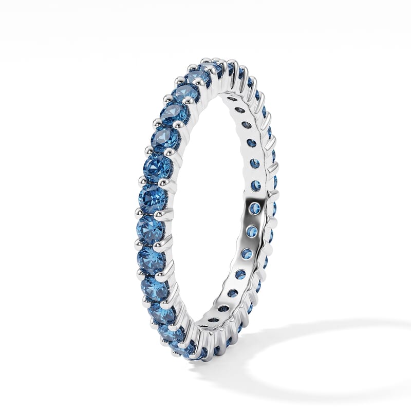 Luxuriant Lab Grown Blue Diamond (IR) SI 1.00 ctw Endless Radiance Ring in Rhodium Over Sterling Silver (Size 6.0)