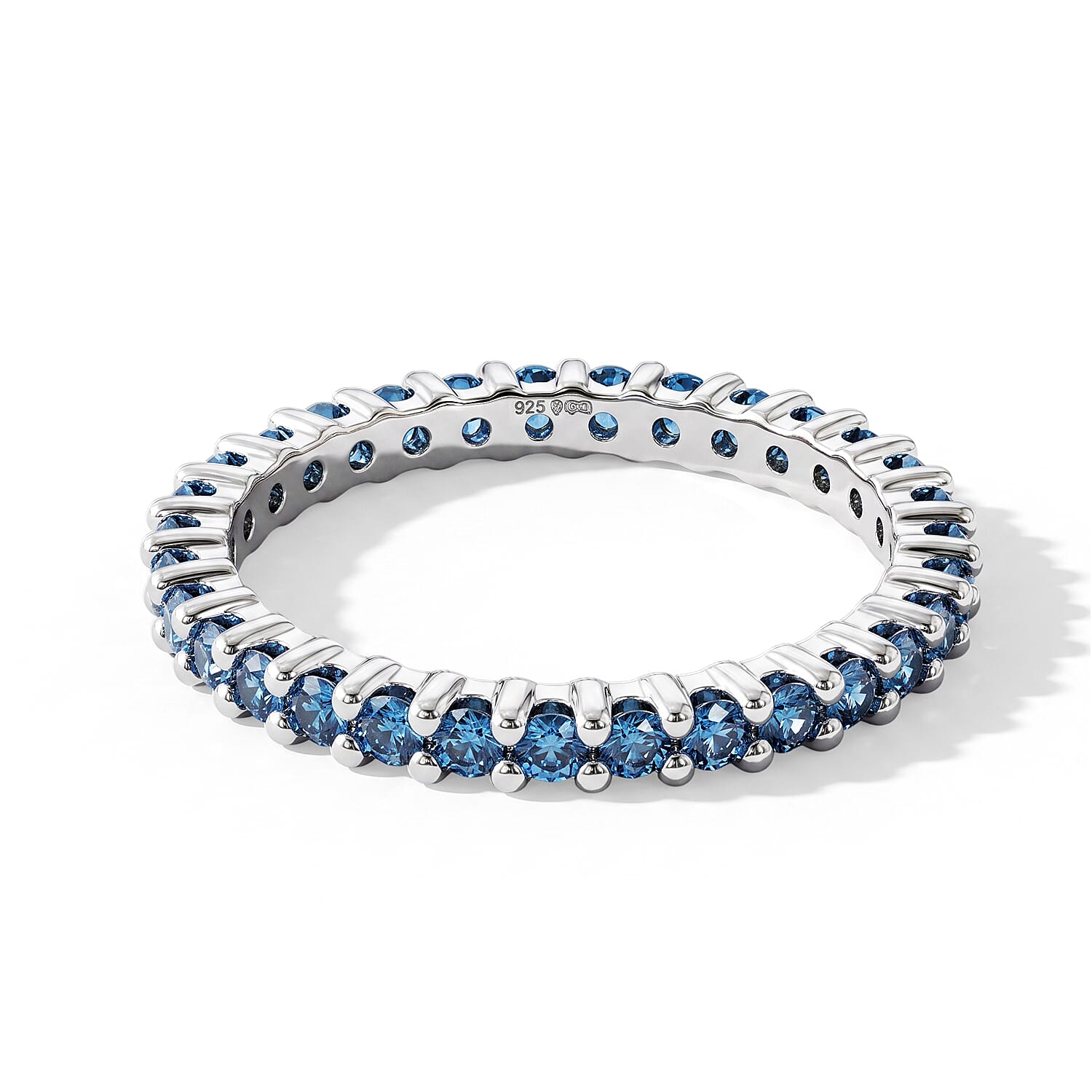 Luxuriant Lab Grown Blue Diamond (IR) SI 1.00 ctw Endless Radiance Ring in Rhodium Over Sterling Silver (Size 6.0)