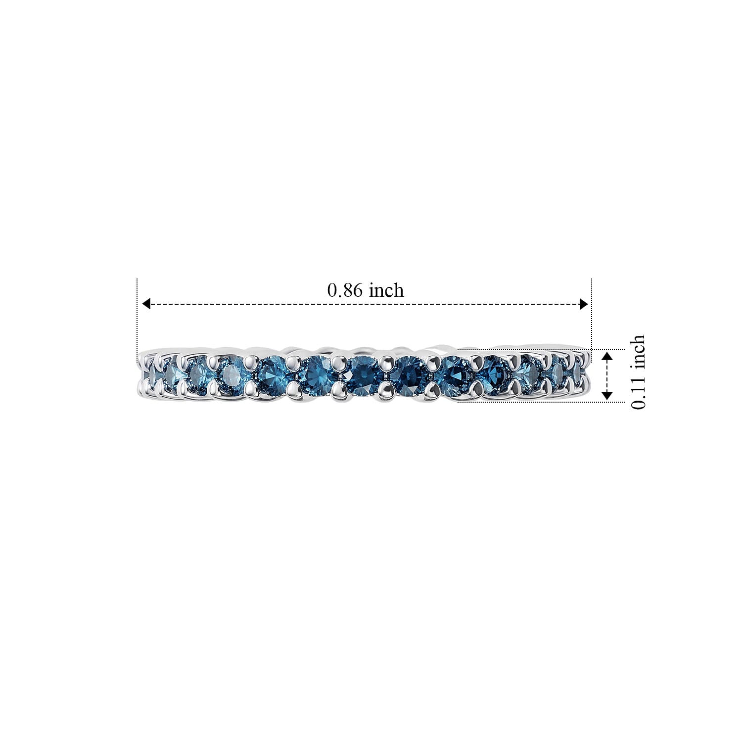 Luxuriant Lab Grown Blue Diamond (IR) SI 1.00 ctw Endless Radiance Ring in Rhodium Over Sterling Silver (Size 6.0)