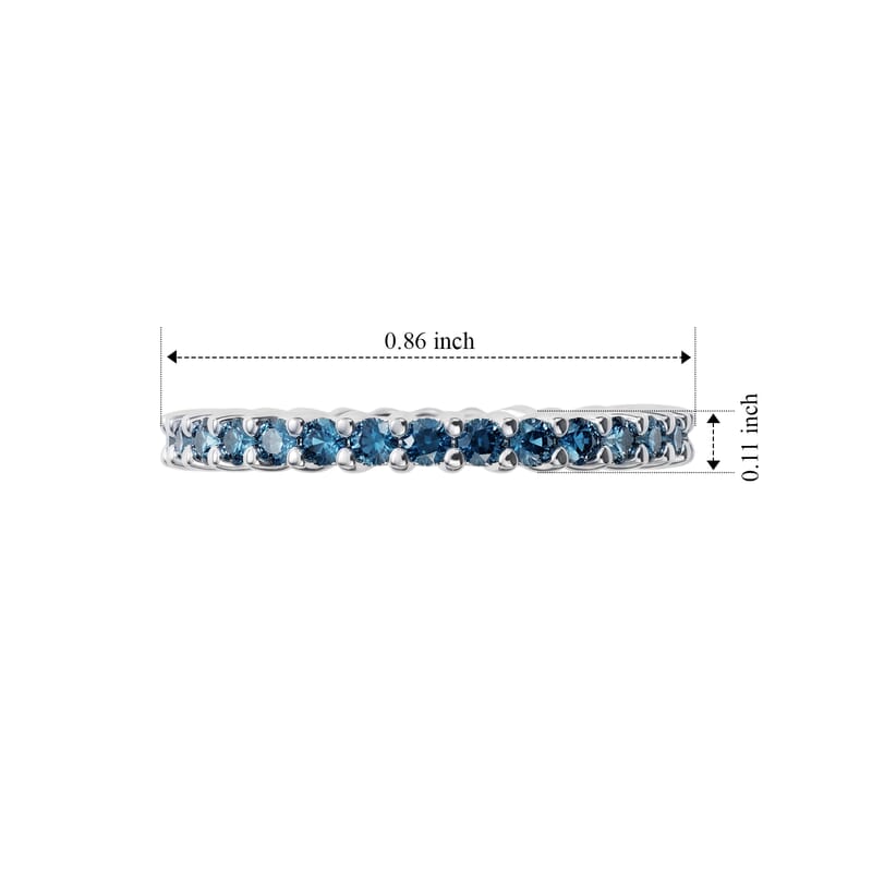 Luxuriant Lab Grown Blue Diamond (IR) SI 1.00 ctw Endless Radiance Ring in Rhodium Over Sterling Silver (Size 6.0)