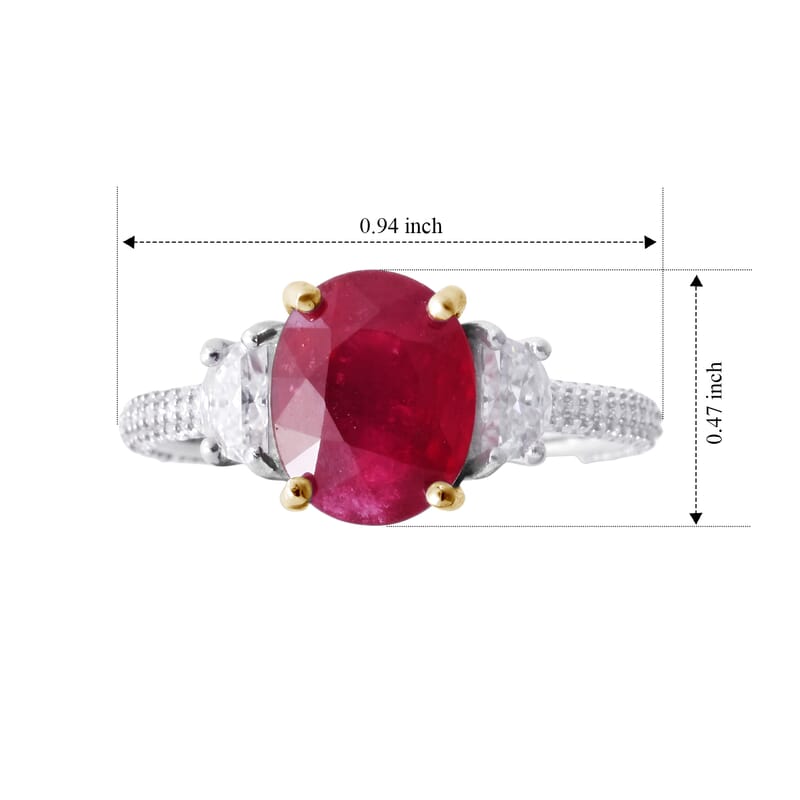 D'Joy AAA African Ruby and Moissanite 5.00 ctw Ring in Rhodium Over Sterling Silver (Size 6.0)