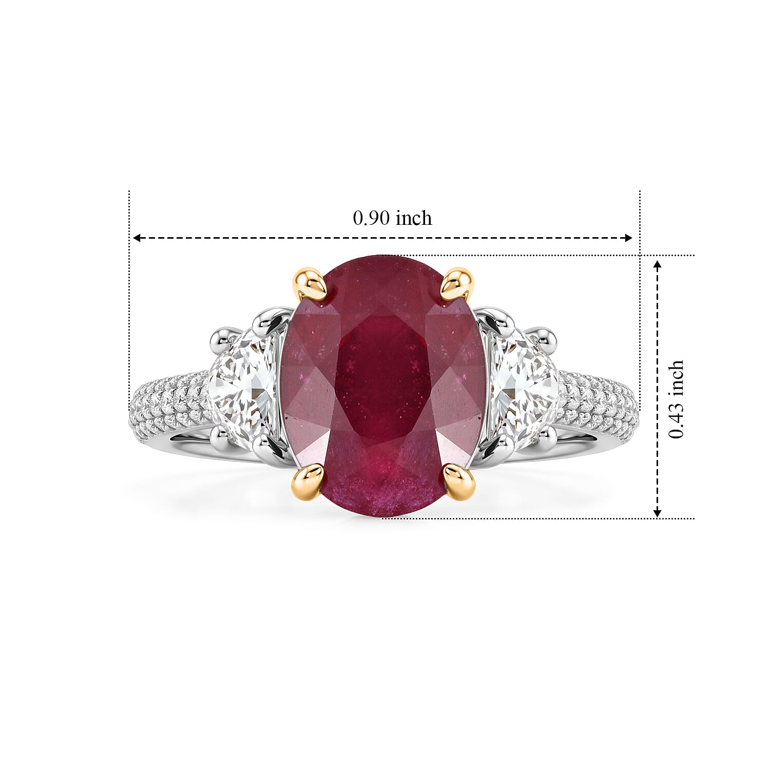 D'Joy AAA African Ruby and Moissanite 5.00 ctw Ring in Rhodium Over Sterling Silver (Size 6.0)