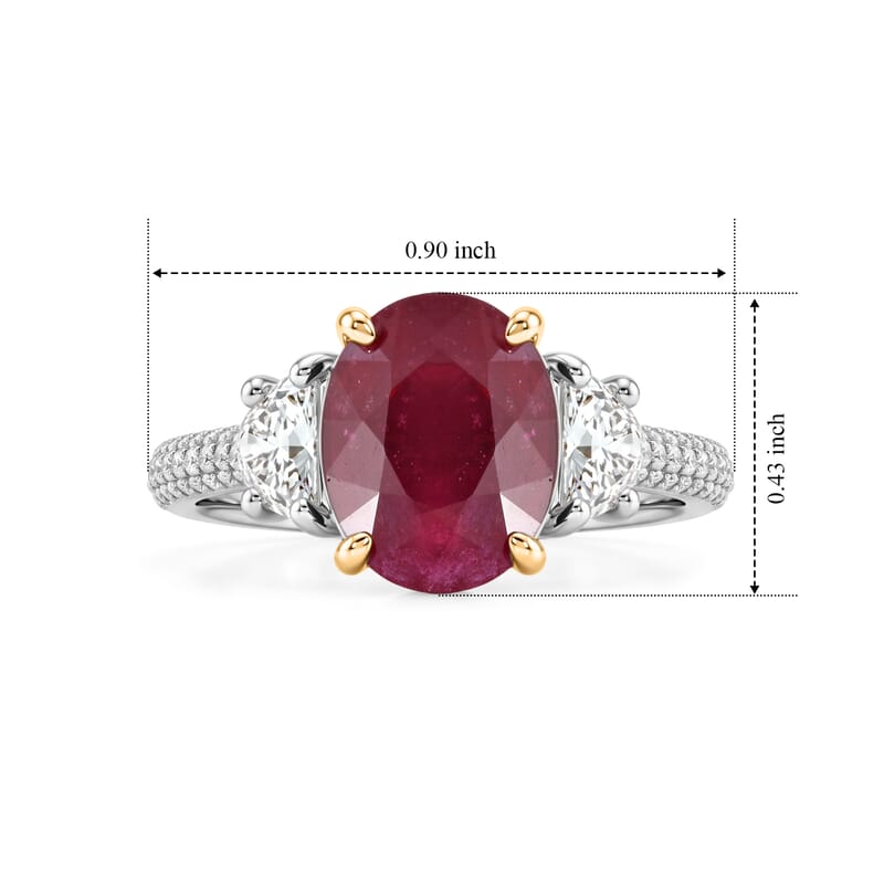 D'Joy AAA African Ruby and Moissanite 5.00 ctw Ring in Rhodium Over Sterling Silver (Size 6.0)