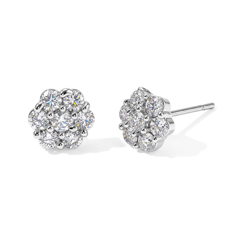 Simulated Diamond Set of 5 Stud Earrings in Silvertone 5ctw