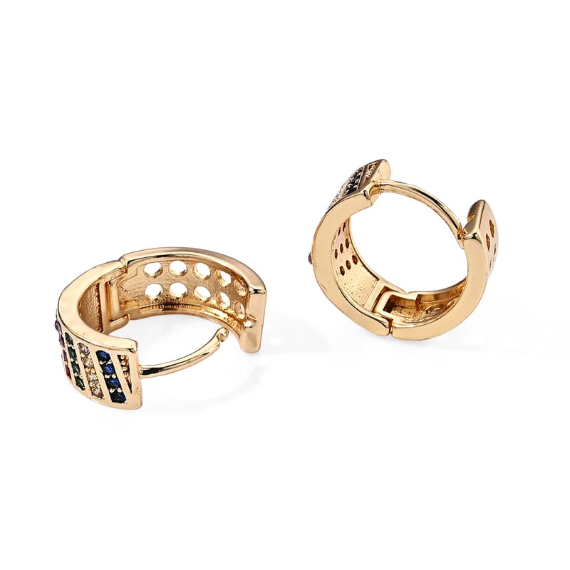 Simulated Multi Color Diamond Earrings in Silvertone