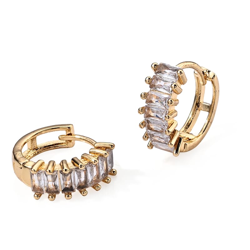Simulated Diamond Earrings in Silvertone