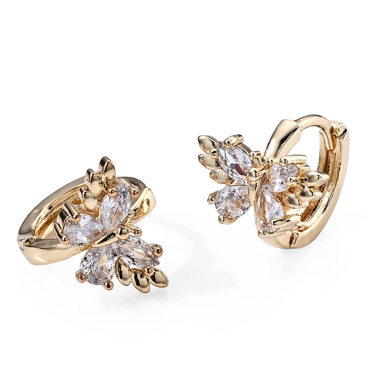 Simulated Diamond Earrings in Silvertone