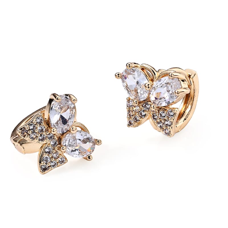 Simulated Diamond Earrings in Silvertone