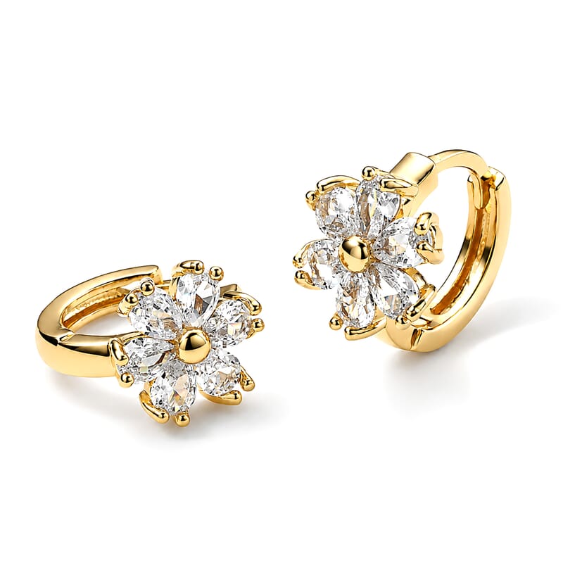 Simulated Diamond Earrings in Silvertone