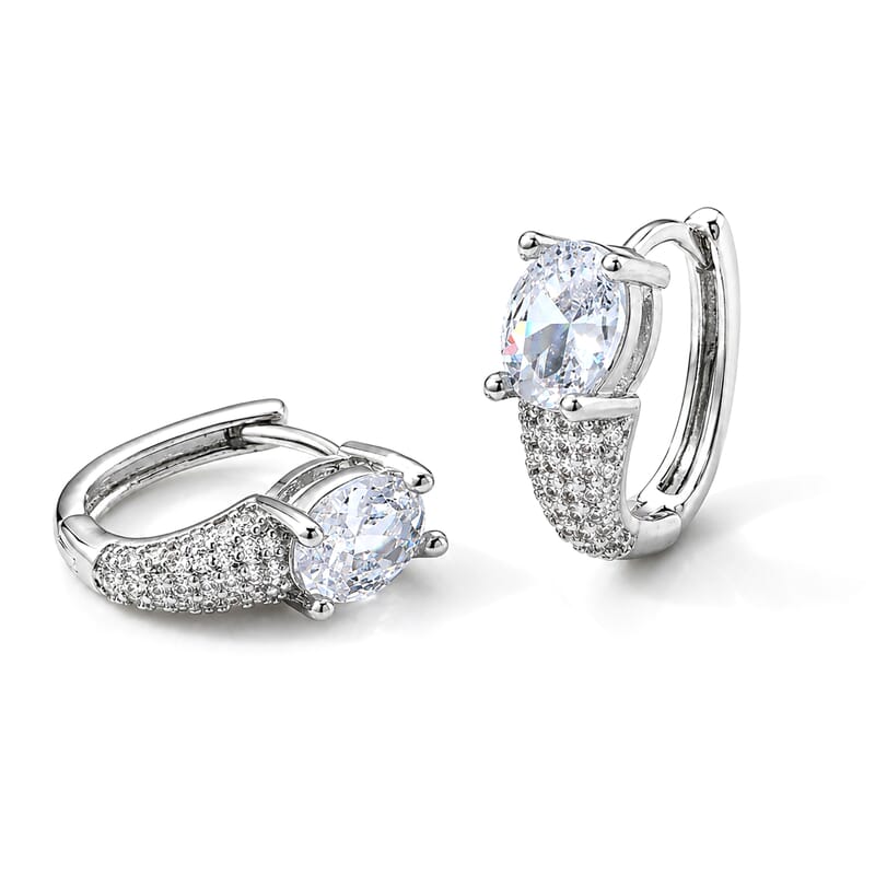 Simulated Diamond Earrings in Silvertone