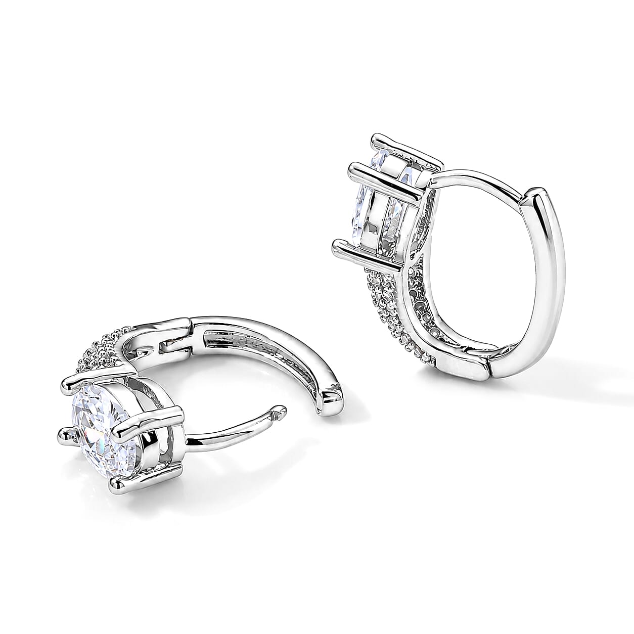 Simulated Diamond Earrings in Silvertone