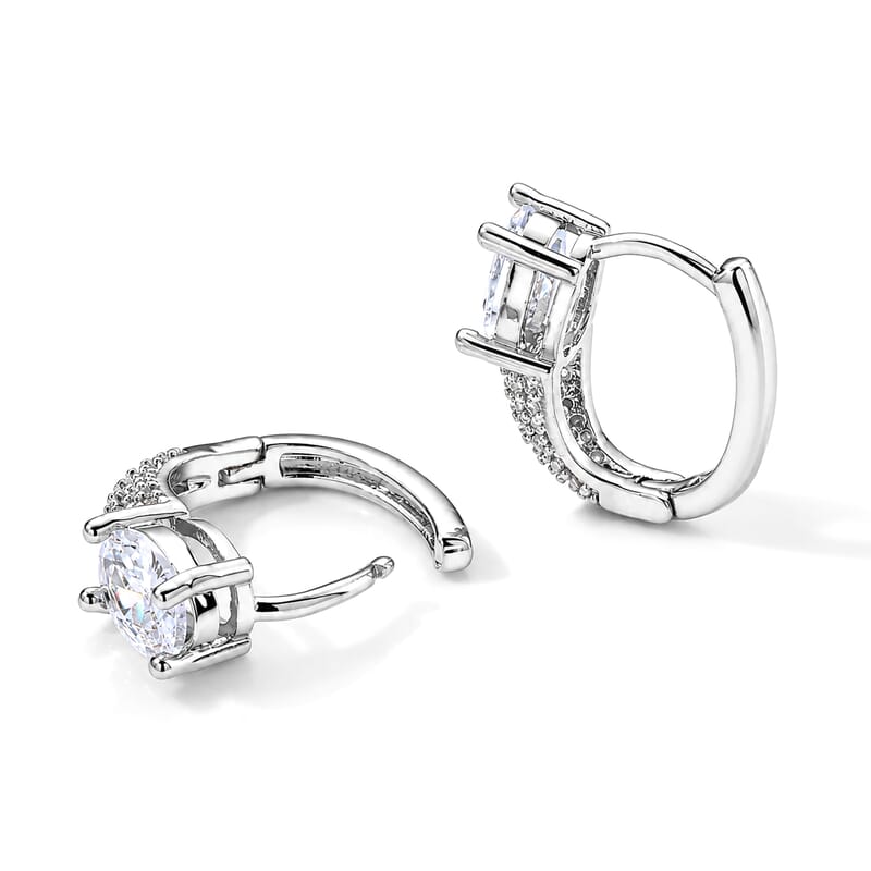 Simulated Diamond Earrings in Silvertone