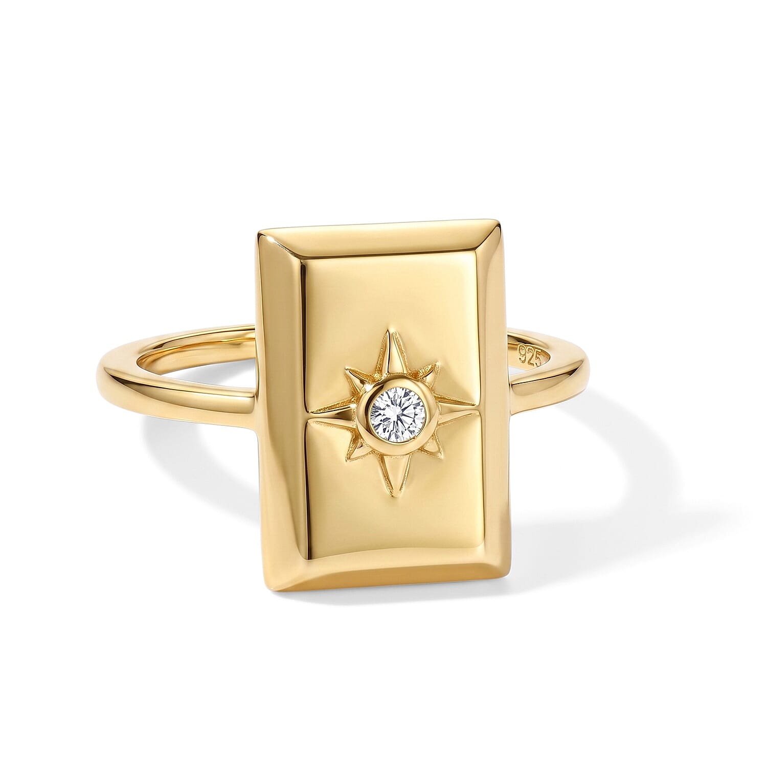 D'Joy White Diamond Assent Fancy Ring in 18K YG Over Sterling Silver (Size 8.0)