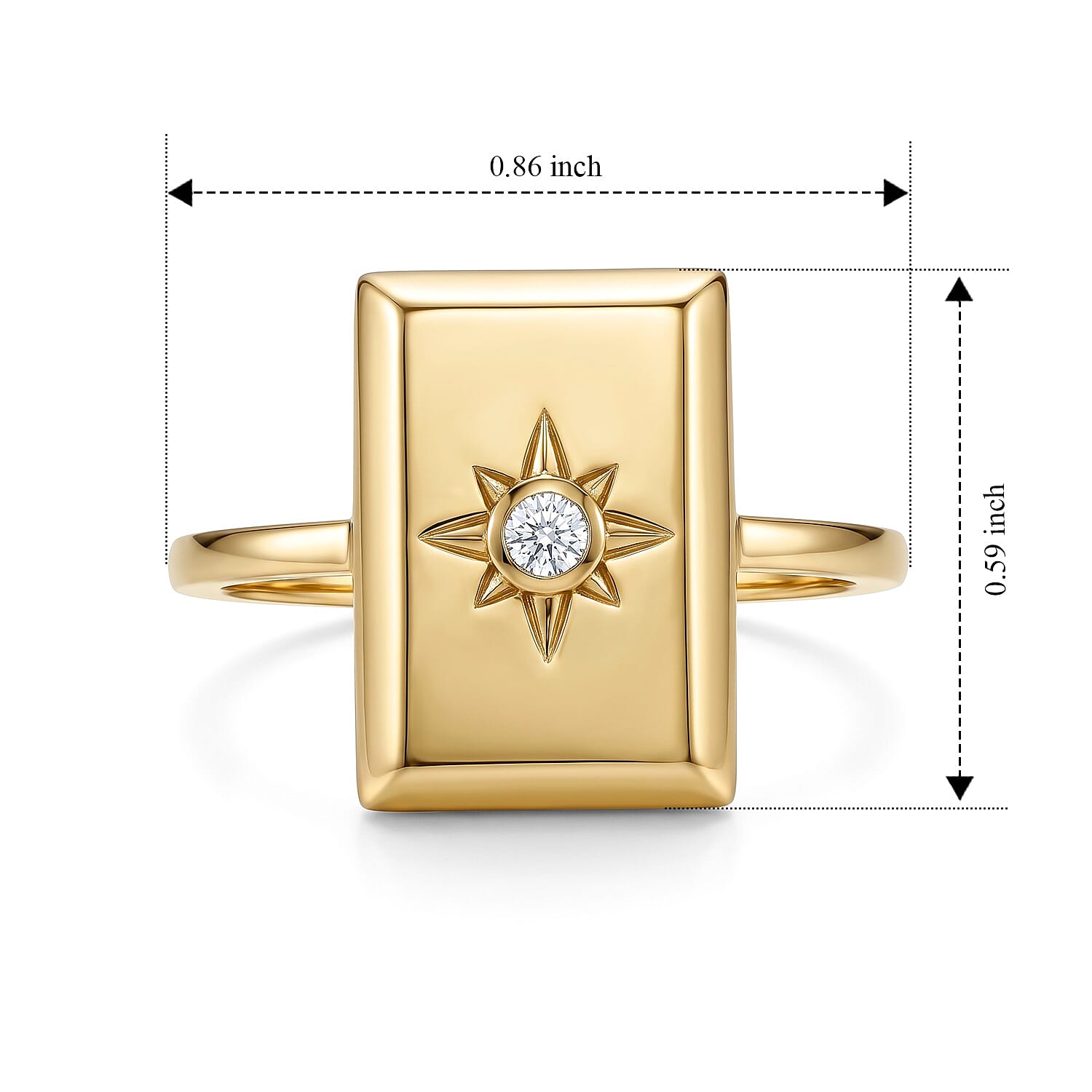 D'Joy White Diamond Assent Fancy Ring in 18K YG Over Sterling Silver (Size 8.0)