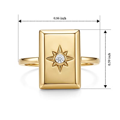 D'Joy White Diamond Assent Fancy Ring in 18K YG Over Sterling Silver (Size 8.0)