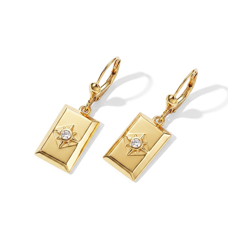 D'Joy Diamond Assent Fancy Earrings in 18K Yellow Gold Over Sterling Silver