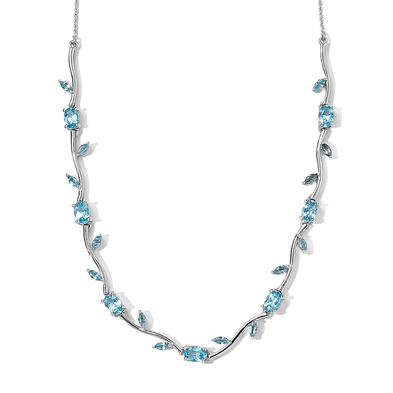 D'Joy Paraiba Apatite 4.10 ctw Necklace (18 Inches) in Rhodium Over Sterling Silver