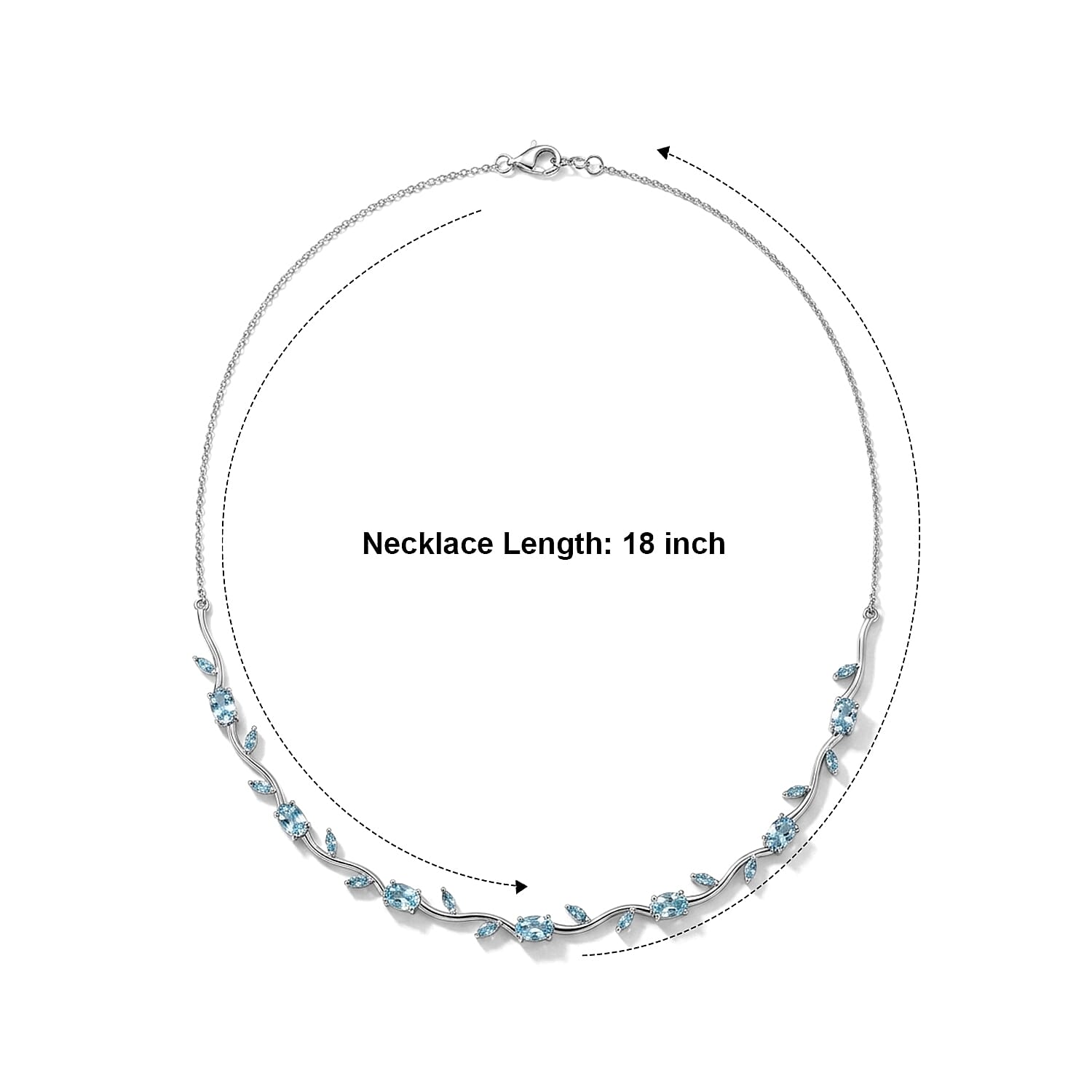 D'Joy Paraiba Apatite 4.10 ctw Necklace (18 Inches) in Rhodium Over Sterling Silver