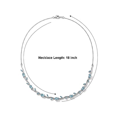 D'Joy Paraiba Apatite 4.10 ctw Necklace (18 Inches) in Rhodium Over Sterling Silver