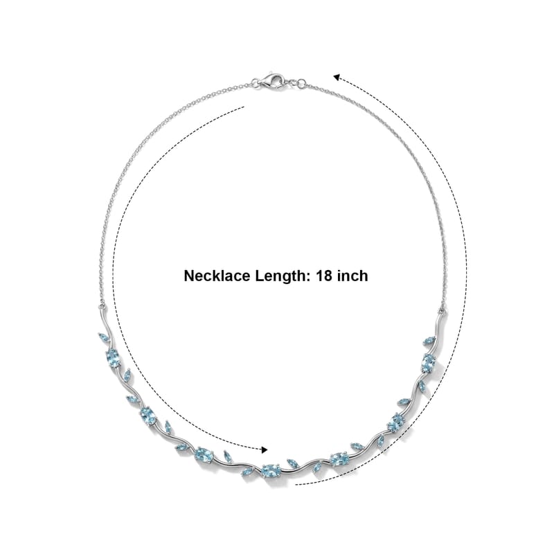 D'Joy Paraiba Apatite 4.10 ctw Necklace (18 Inches) in Rhodium Over Sterling Silver
