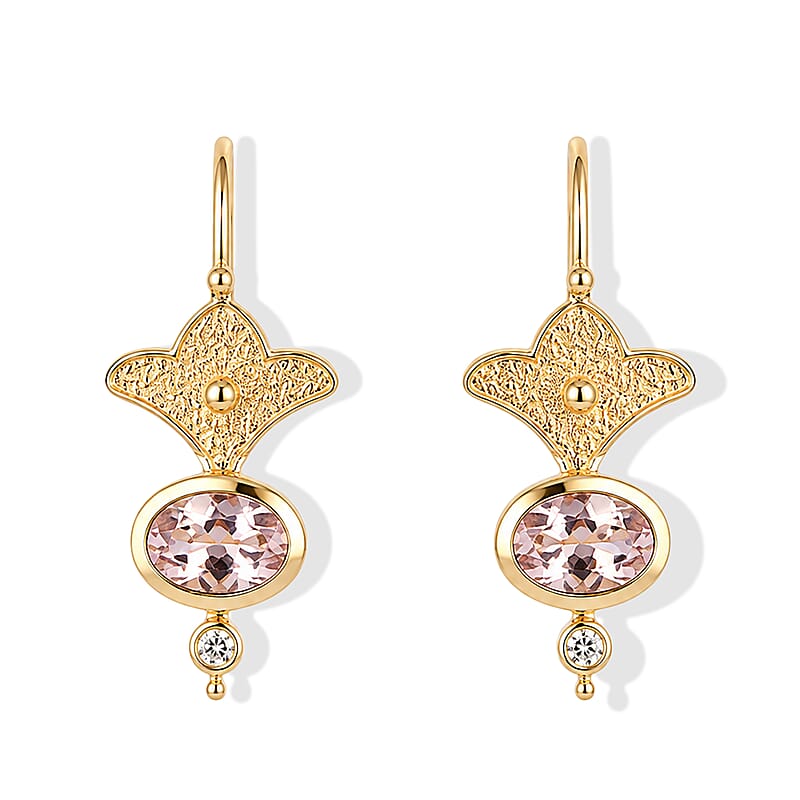 D'Joy Rachel Roy Premium Pink Morganite and White Zircon 1.50 ctw Earrings in 18K Vermeil Yellow Gold Over Sterling Silver