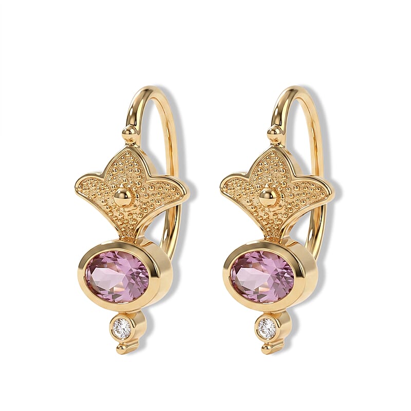 D'Joy Rachel Roy Premium Pink Morganite and White Zircon 1.50 ctw Earrings in 18K Vermeil Yellow Gold Over Sterling Silver