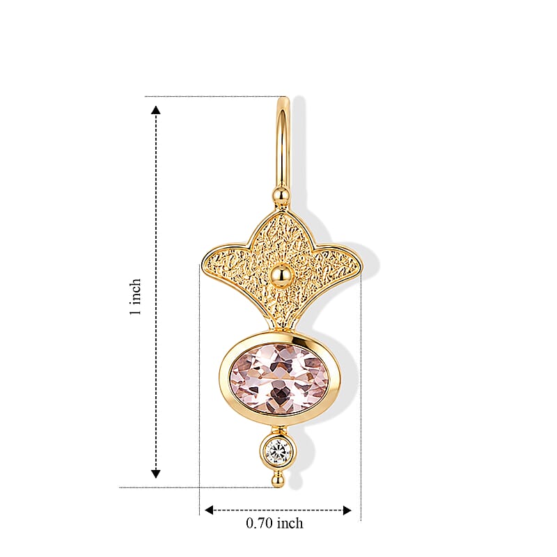 D'Joy Rachel Roy Premium Pink Morganite and White Zircon 1.50 ctw Earrings in 18K Vermeil Yellow Gold Over Sterling Silver