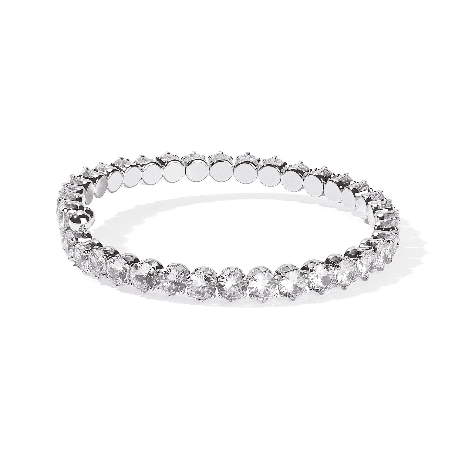 Simulated Diamond Bracelet in Silvertone (7.50In) 15.2ctw