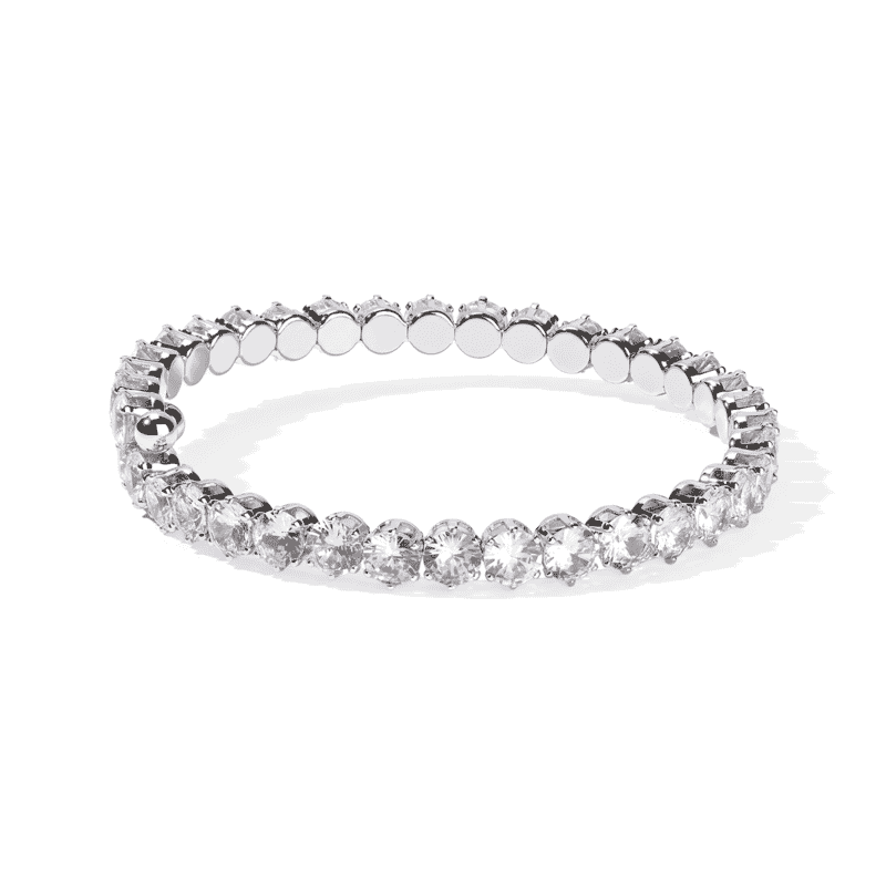 Simulated Diamond Bracelet in Silvertone (7.50In) 15.2ctw
