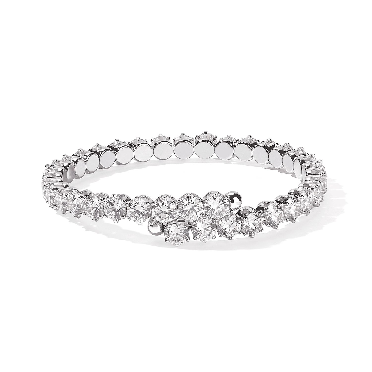 Simulated Diamond Bracelet in Silvertone (7.50In) 15.2ctw