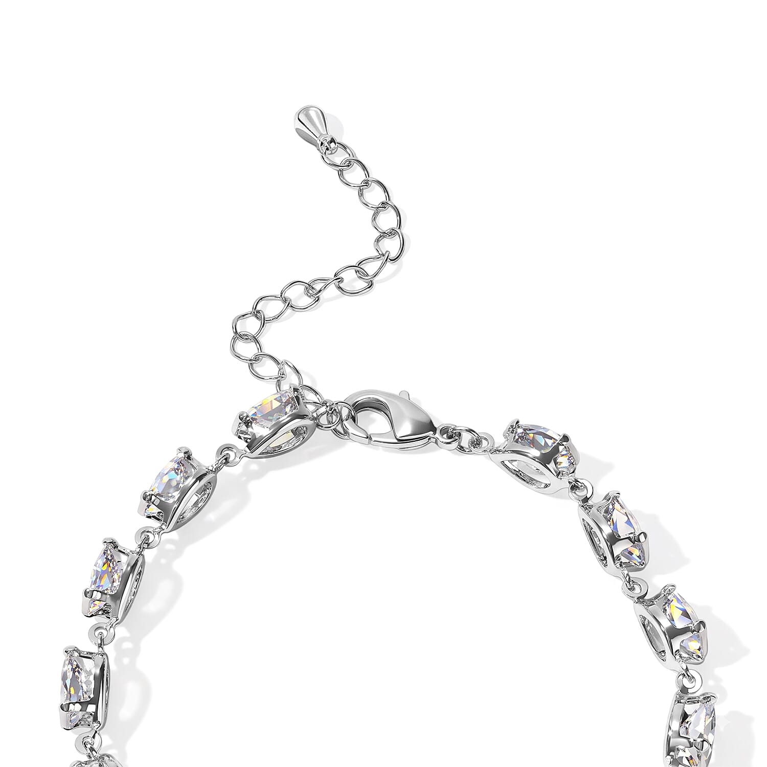 Simulated Diamond 18.9ctw Bracelet in Silvertone (7.00-9.00In)
