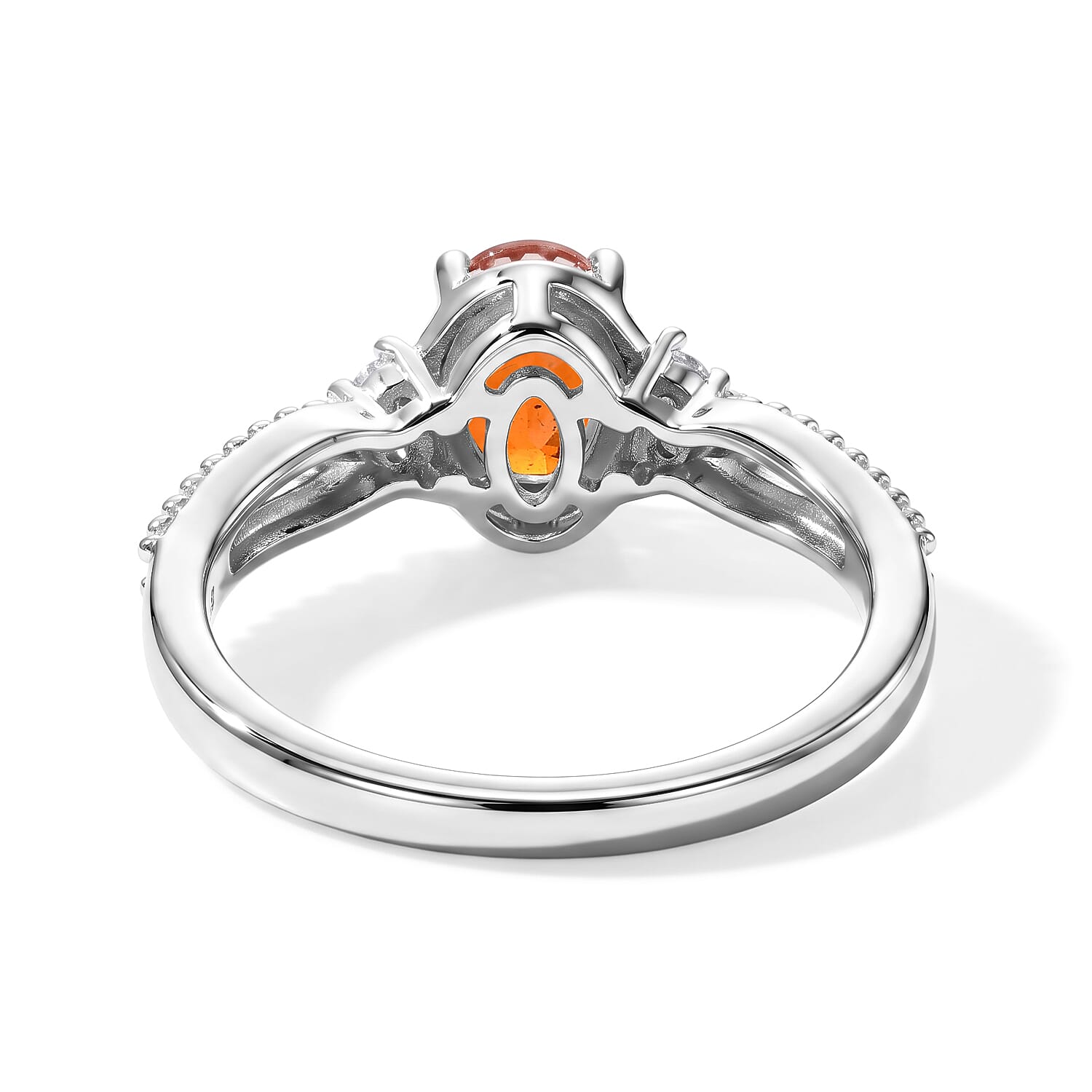 D'Joy Tangerine Kyanite and White Zircon 1.10 ctw Ring in Rhodium Over Sterling Silver (Size 6.0)