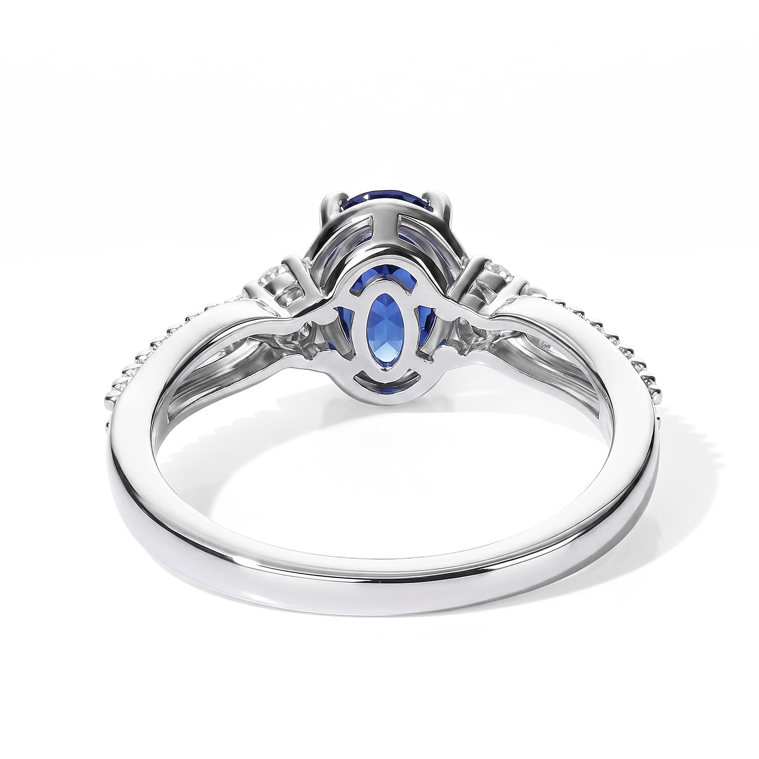 D'Joy Tanzanian Blue Spinel (DF) and White Zircon 1.00 ctw Ring in Rhodium Over Sterling Silver (Size 10.0)
