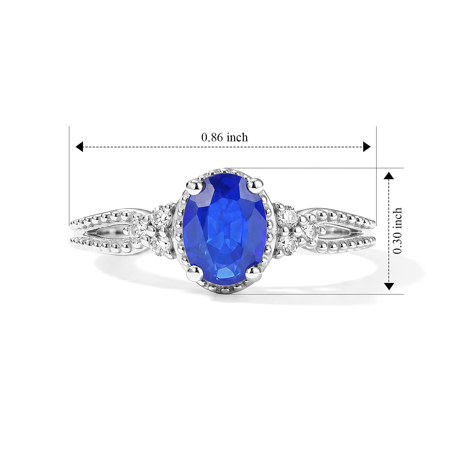 D'Joy Tanzanian Blue Spinel (DF) and White Zircon 1.00 ctw Ring in Rhodium Over Sterling Silver (Size 10.0)