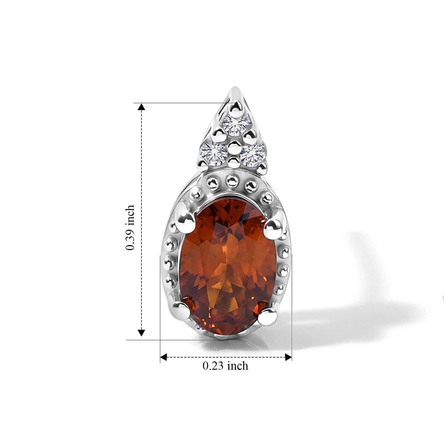 D'Joy Orange Kyanite and White Zircon 1.30 ctw Solitaire Stud Earrings in Rhodium Over Sterling Silver