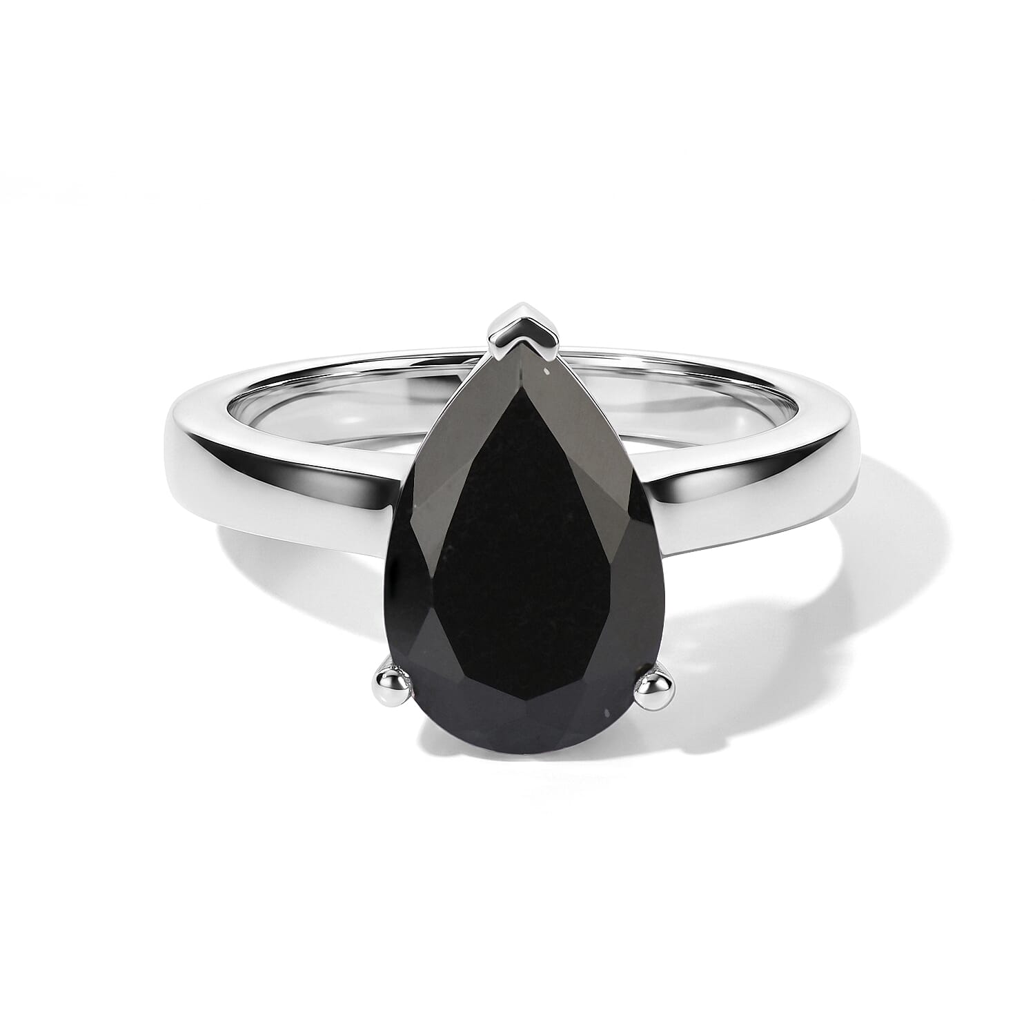 D'Joy Australian Black Tourmaline 3.15 ctw Solitaire Ring in Rhodium Over Sterling Silver (Size 10.0)