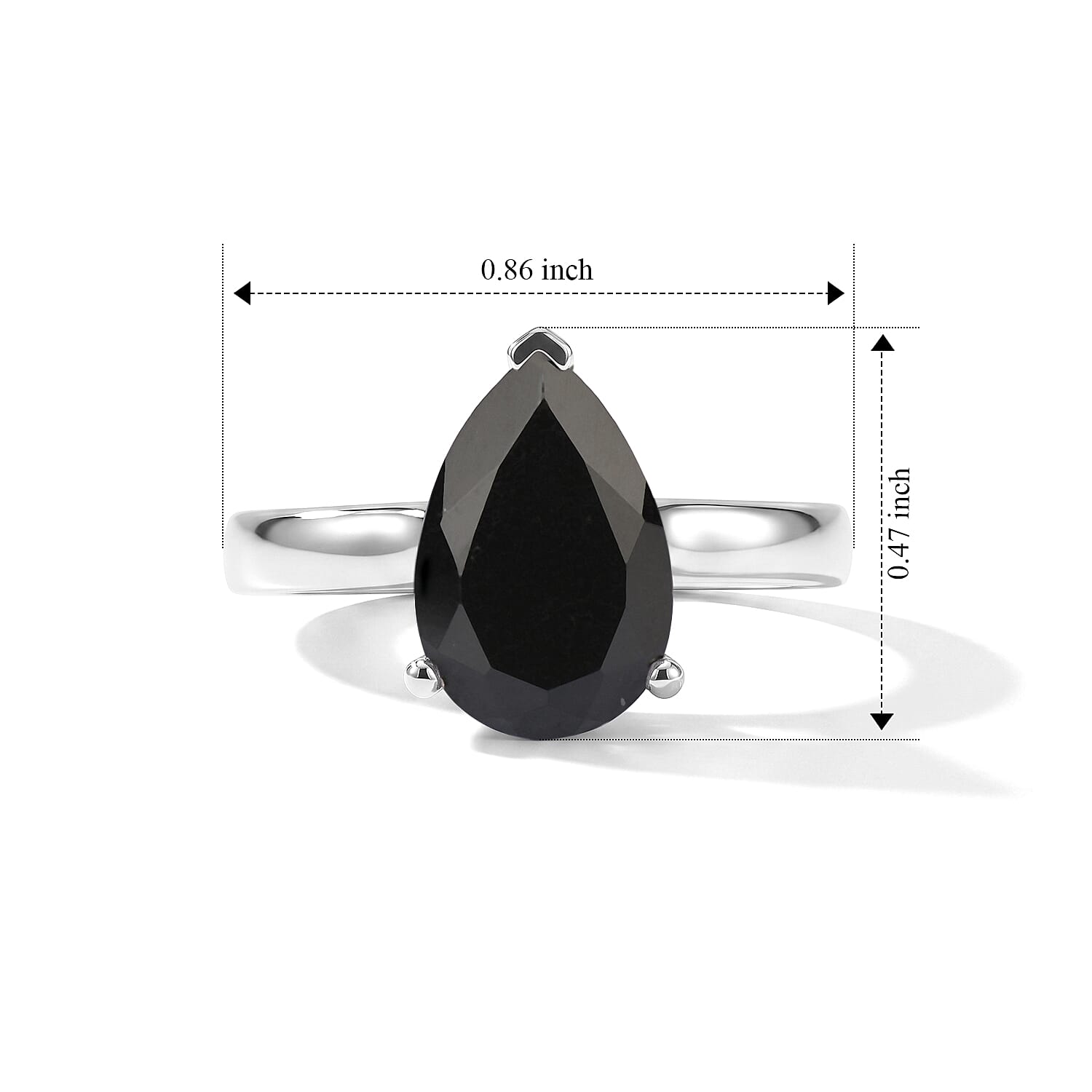 D'Joy Australian Black Tourmaline 3.15 ctw Solitaire Ring in Rhodium Over Sterling Silver (Size 10.0)