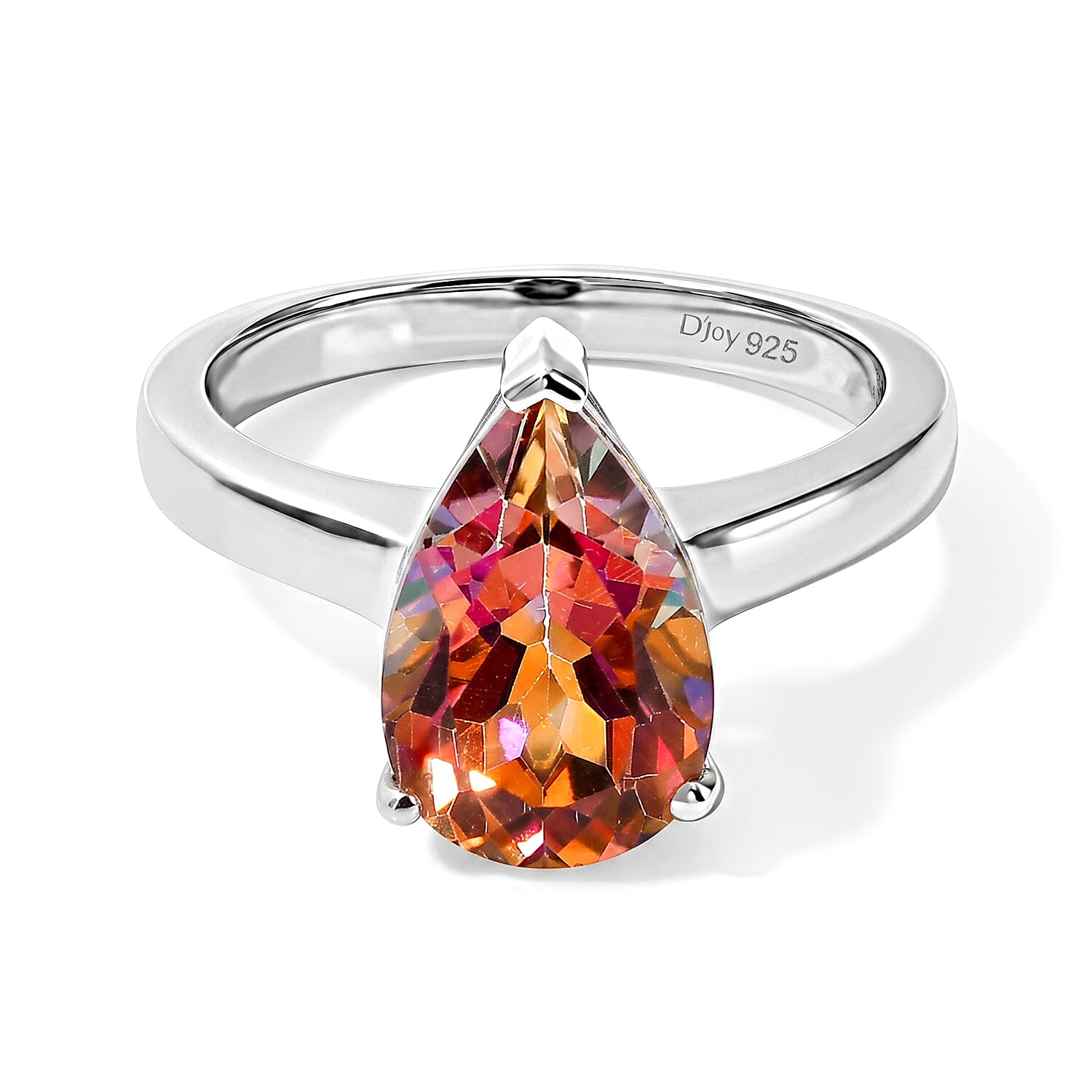 D'Joy Ecstasy Mystic Topaz 3.65 ctw Solitaire Ring in Rhodium Over Sterling Silver (Size 10.0)