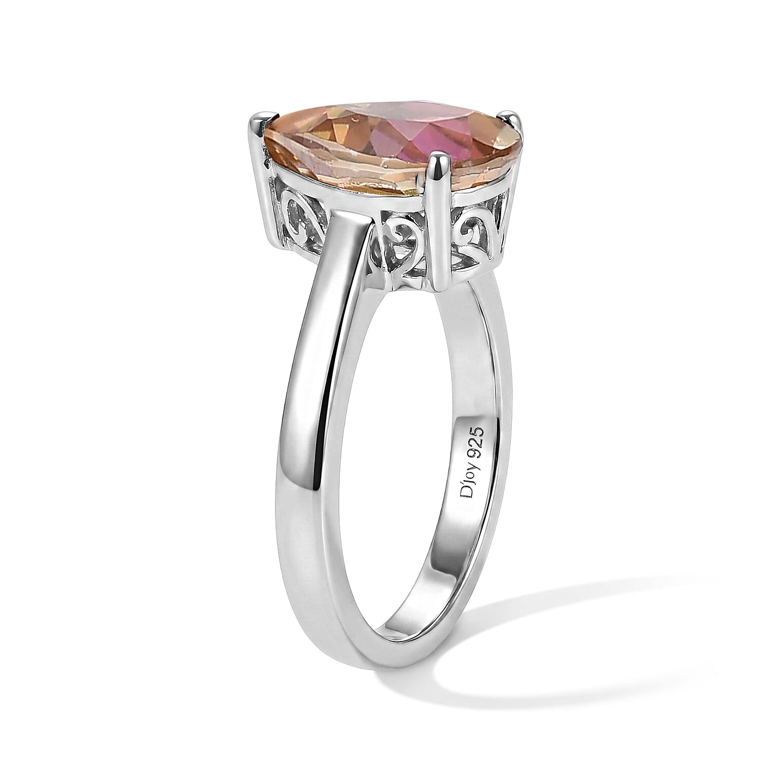 D'Joy Ecstasy Mystic Topaz 3.65 ctw Solitaire Ring in Rhodium Over Sterling Silver (Size 10.0)