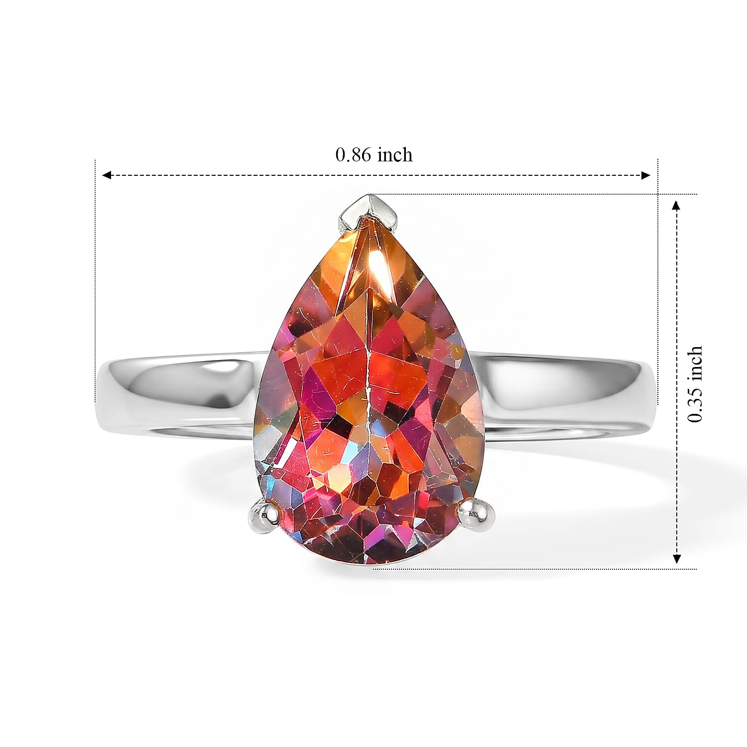 D'Joy Ecstasy Mystic Topaz 3.65 ctw Solitaire Ring in Rhodium Over Sterling Silver (Size 10.0)