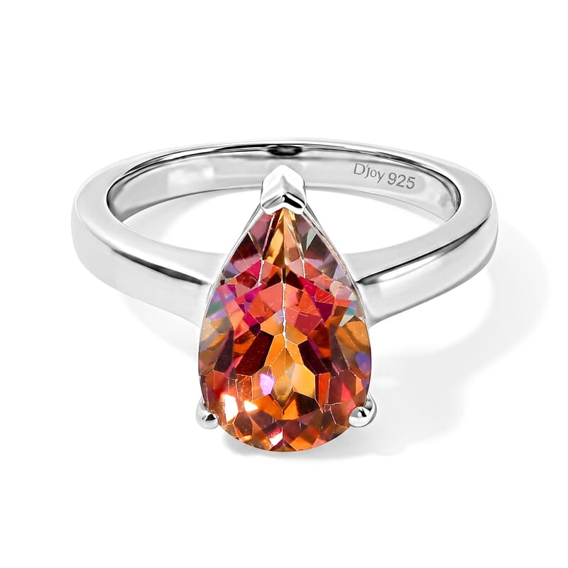 D'Joy Ecstasy Mystic Topaz 3.65 ctw Solitaire Ring in Rhodium Over Sterling Silver (Size 7.0)